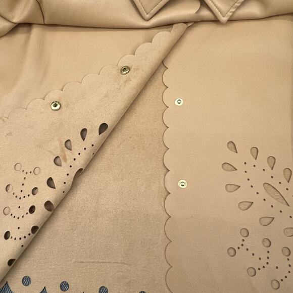 Marc New York Women's Faux Leather Cut Out Design Raw Edge Beige Jacket Size L - Picture 6 of 13